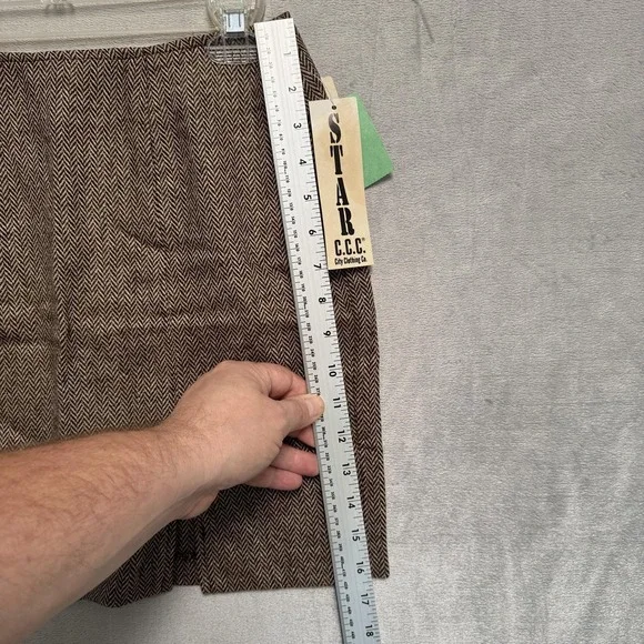 Vintage STAR C.C.C. Skirt Juniors 9/10 Brown Herringbone Tweed Mini Wool USA NOS - Picture 4 of 8